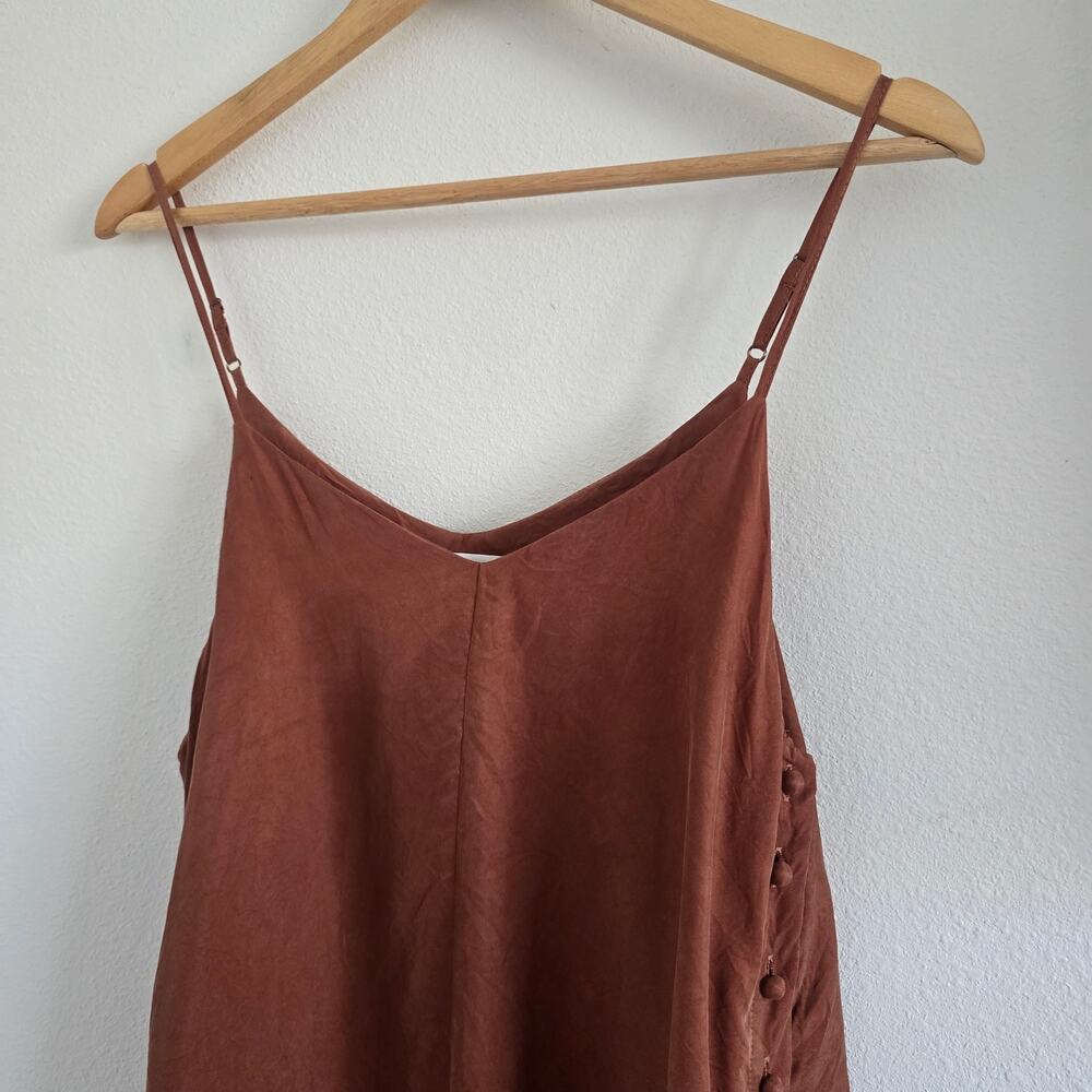 Sancia Claudia High Low Slip Midi Dress Size XS Side Button Silky Asymmetry - Picture 5 of 10